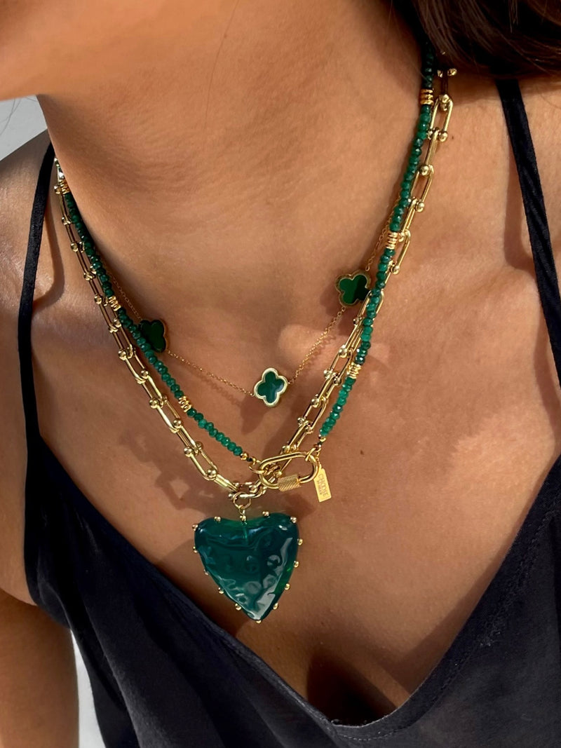 Luxurious Green Heart Necklace