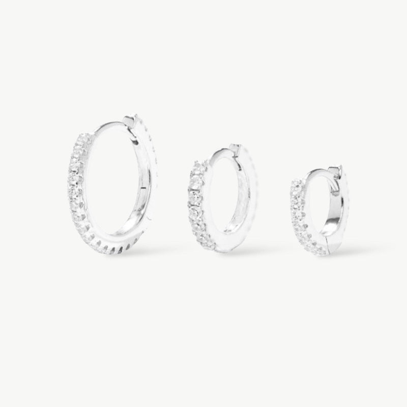 Pavé Huggie Earring Set