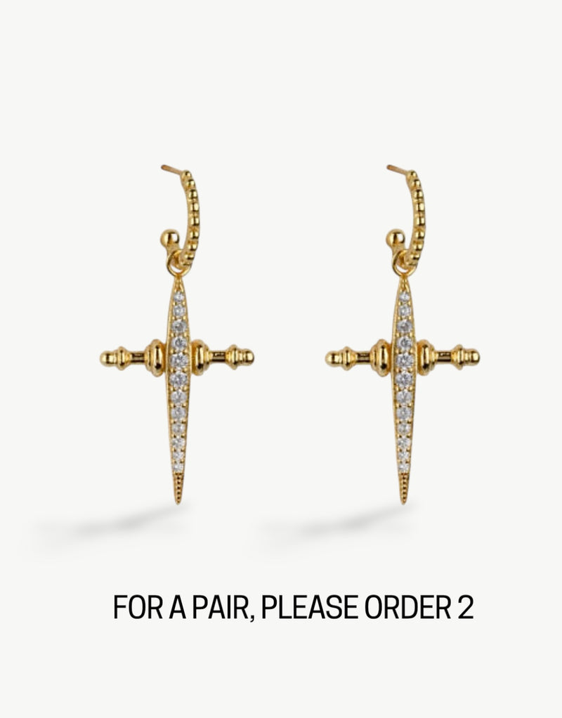 Pavé Cross Huggie Earring