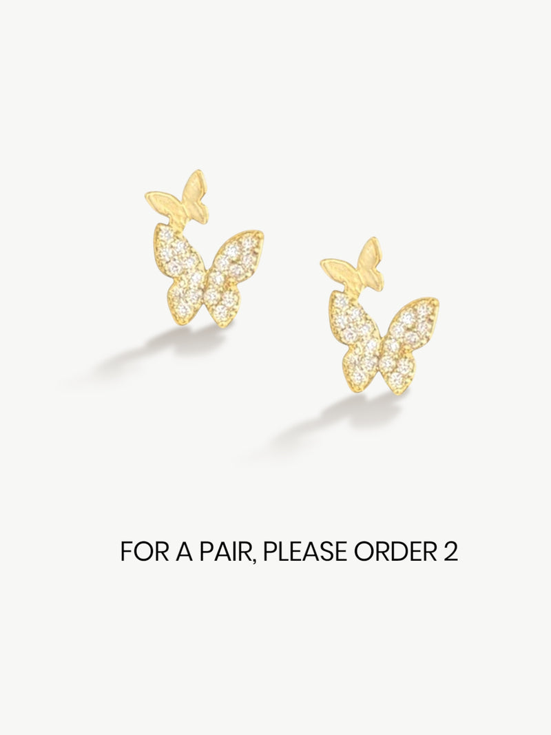 Ear stud Double Butterfly