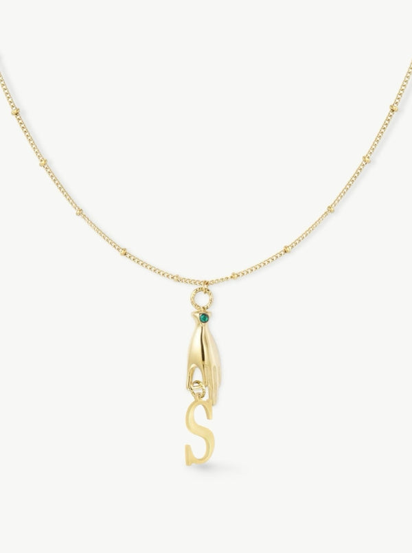 Golden Hand Initial Necklace