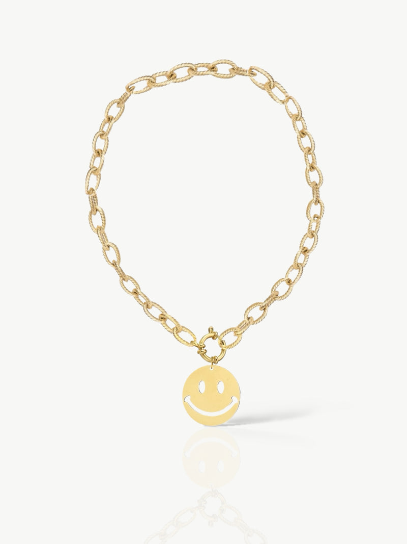 Bold Smiley Necklace Gold