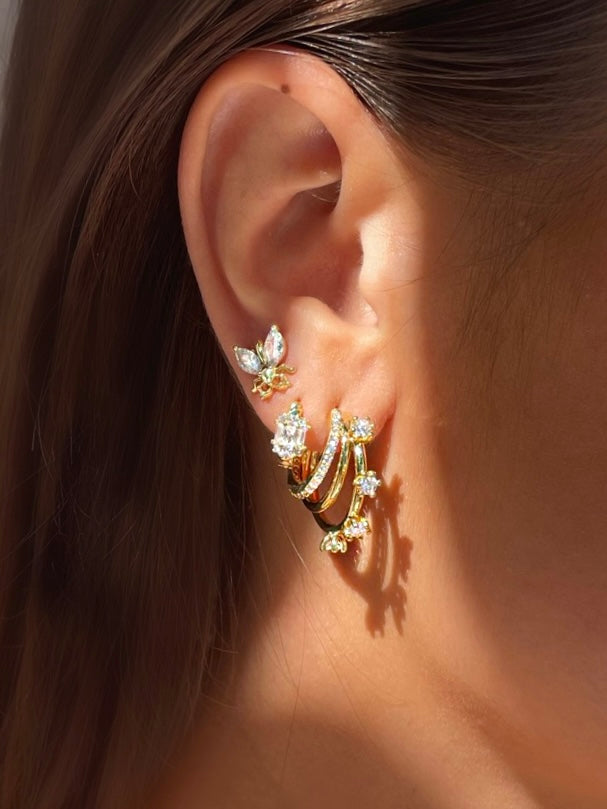 Golden Beetle Stud Earring