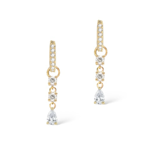 Triple Diamond Huggie Earring