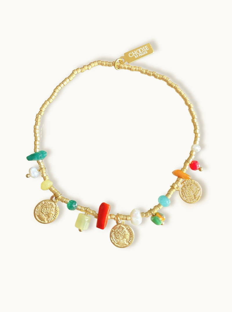 Golden Coin Beaded Bracelet