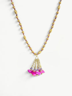 Boho Beaded Tassel Necklace Pink