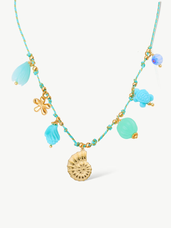 Dreamy Charm Cord Necklace Turquoise