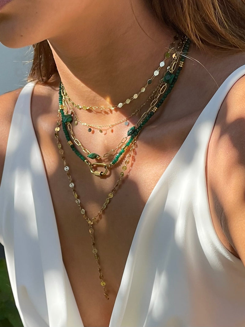 Classy Malachite Link Necklace Gold