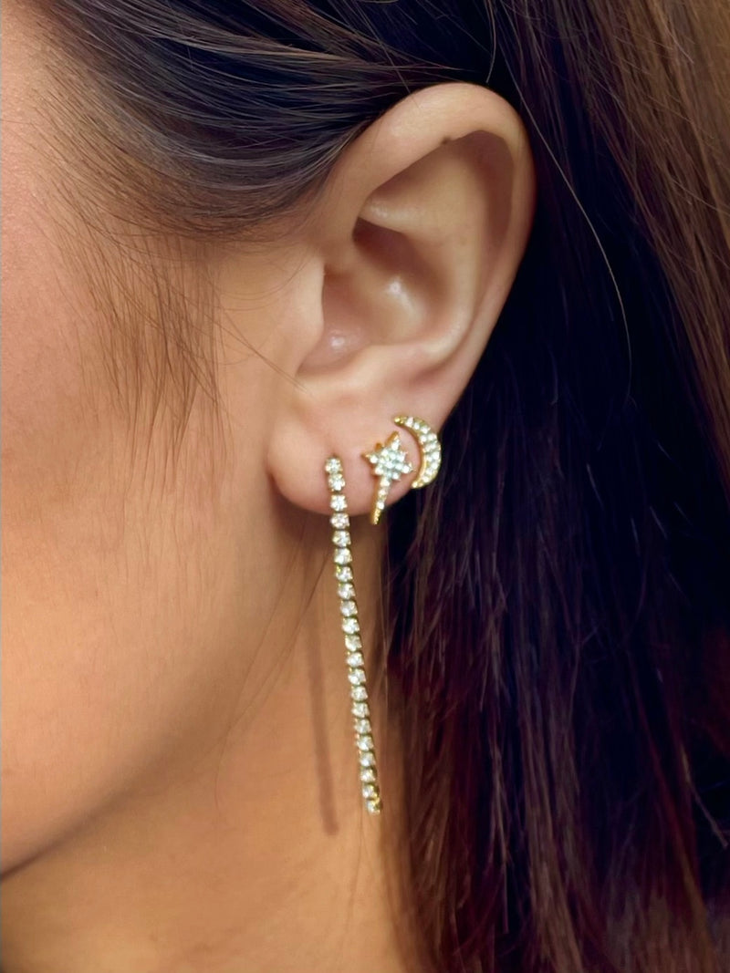 Long Tennis Stud Earrings