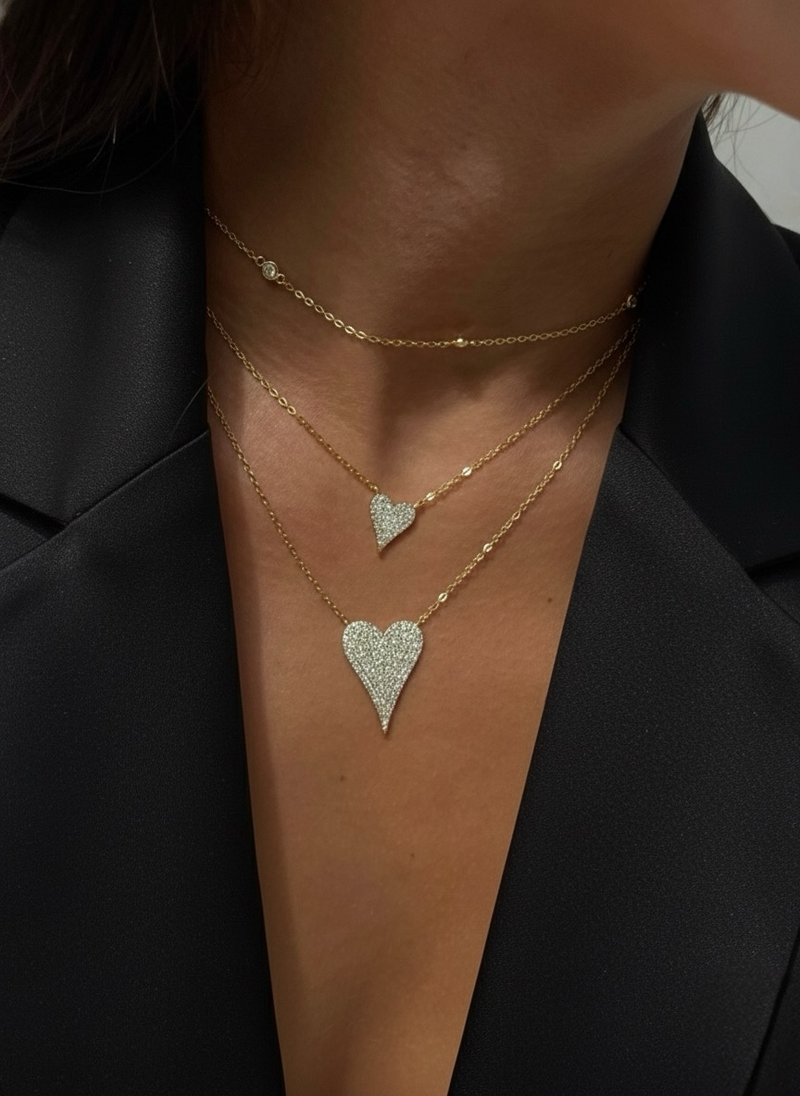 Small Loving Heart Necklace Pavé