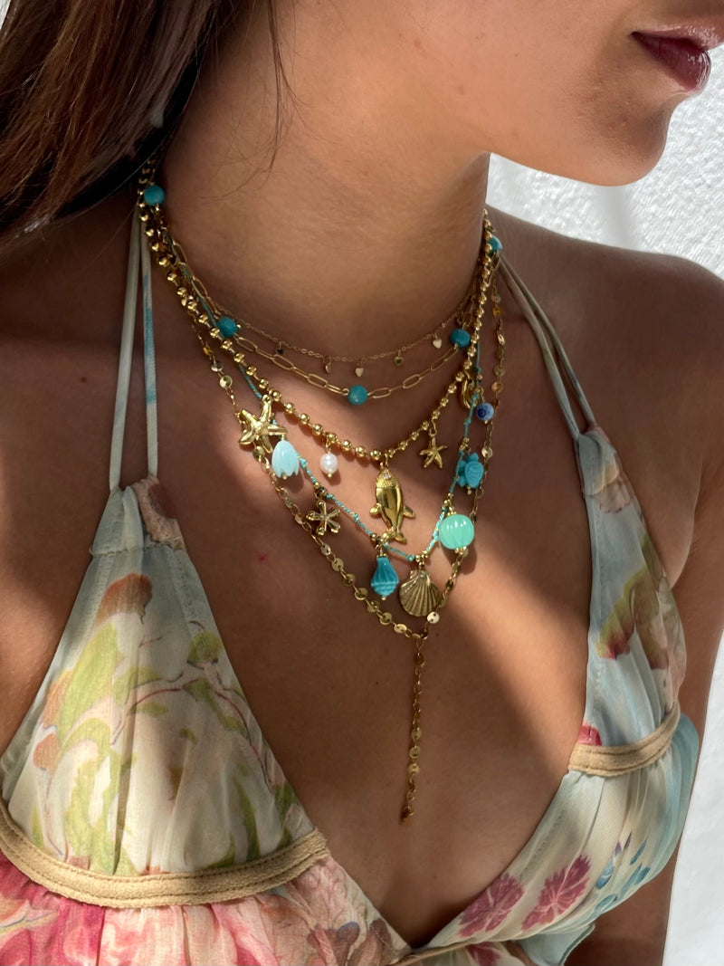 Dreamy Charm Cord Necklace Turquoise