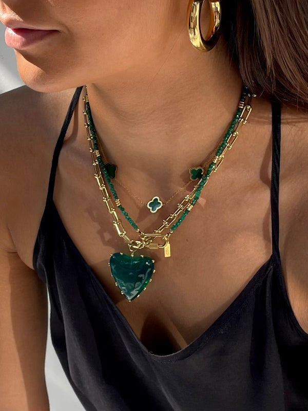 Luxurious Green Heart Necklace