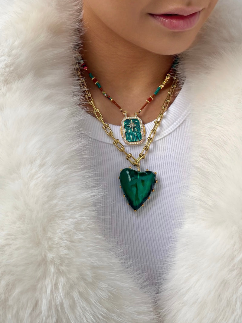 Luxurious Green Heart Necklace