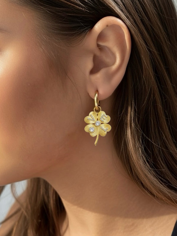 Lucky Clover Hoop Earrings