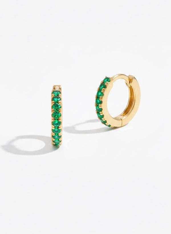 Pavé Huggie Earring Green