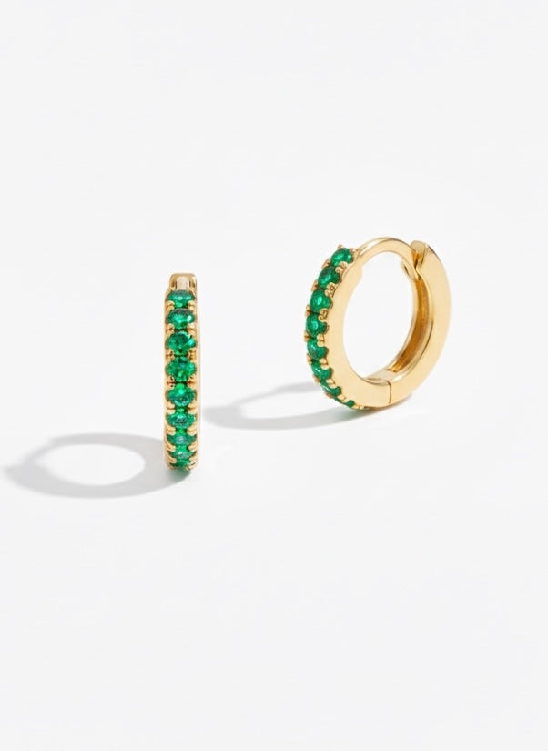 Pavé Huggie Earring Green