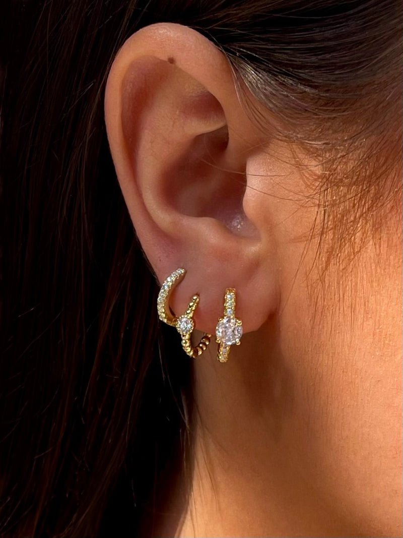 Single Stone Hoop Earrings