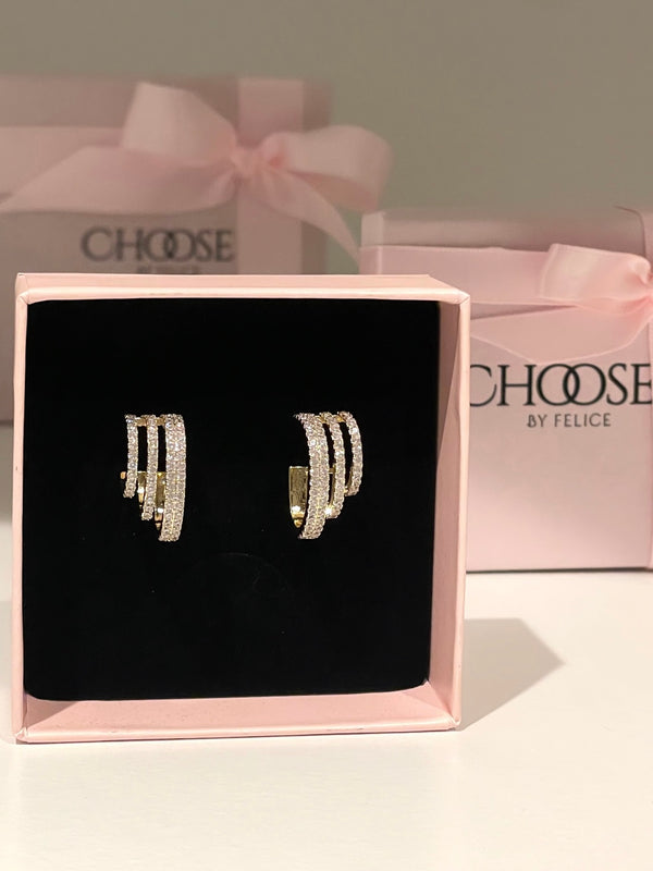 Triple Pavé Hoop Earrings