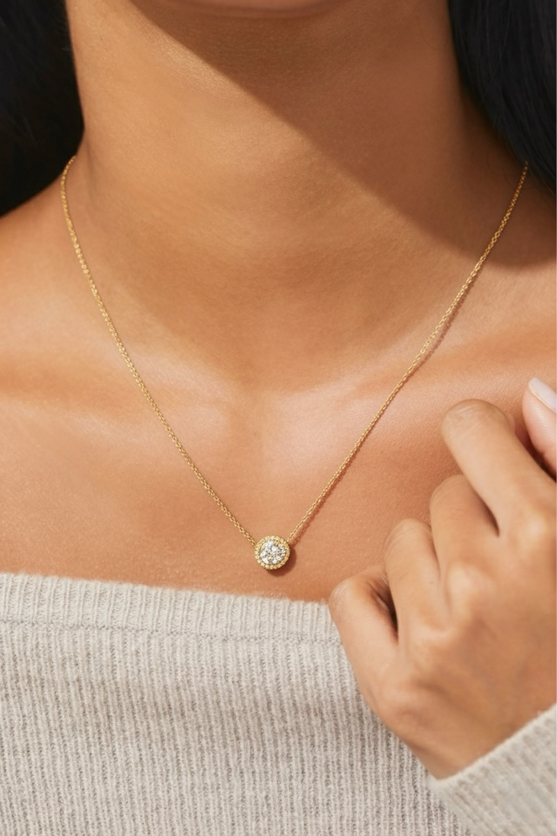 Single Diamond Necklace Gold