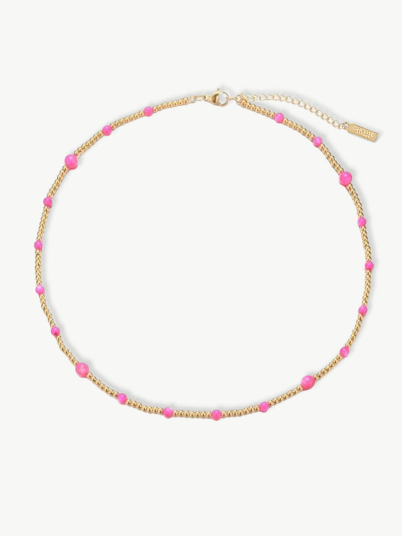 Pink Golden Balls Chain Necklace
