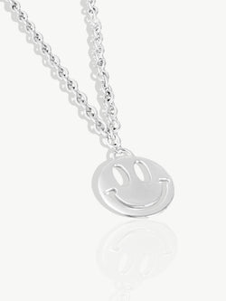 Smiley Face Necklace Silver