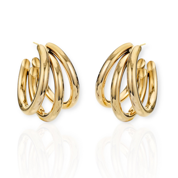 Triple Bold Earrings Gold