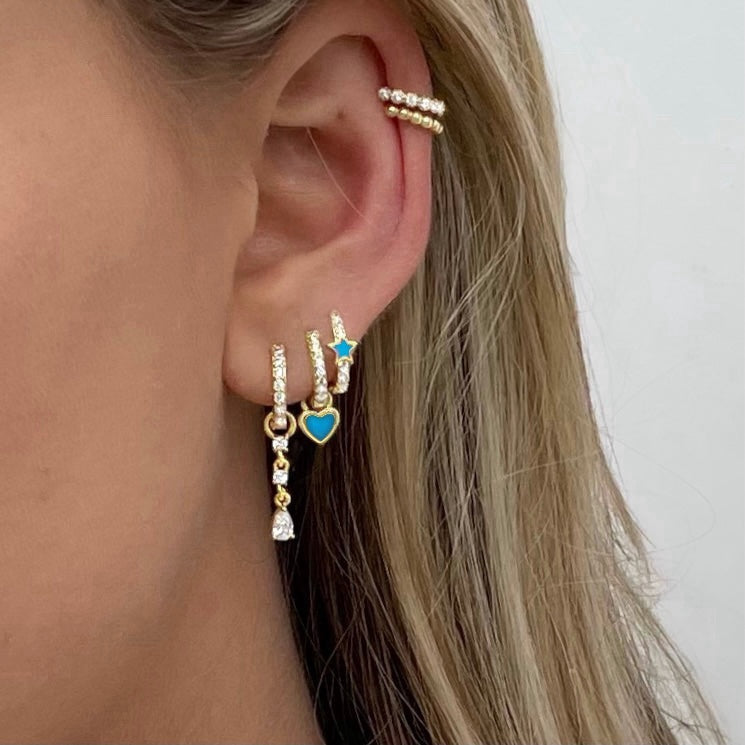 Enamel Heart Huggie Earring Turquoise