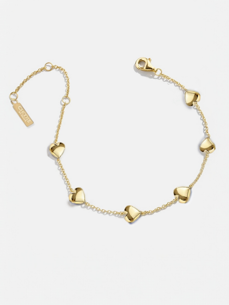 Armband met hartjes goud - hartjes armband 