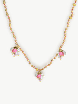 Beaded Tassel Necklace Pink