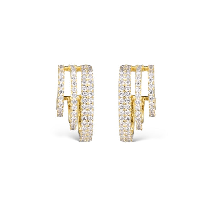 Triple Pavé Hoop Earrings