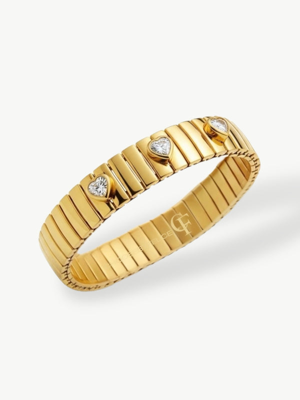 Bracelet with hearts - bold bracelet for woman- diamond heart bracelet 