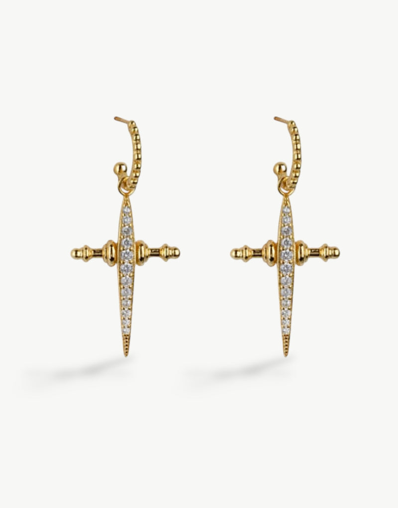 Pavé Cross Huggie Earring