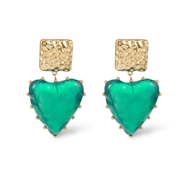love at first sight earrings green| heart earrings| big heart earrings