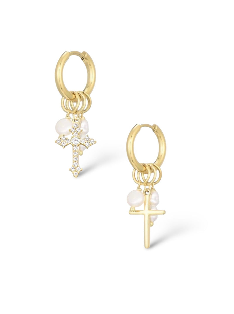 golden cross earrings|earrings cross gold| cross earrings 
