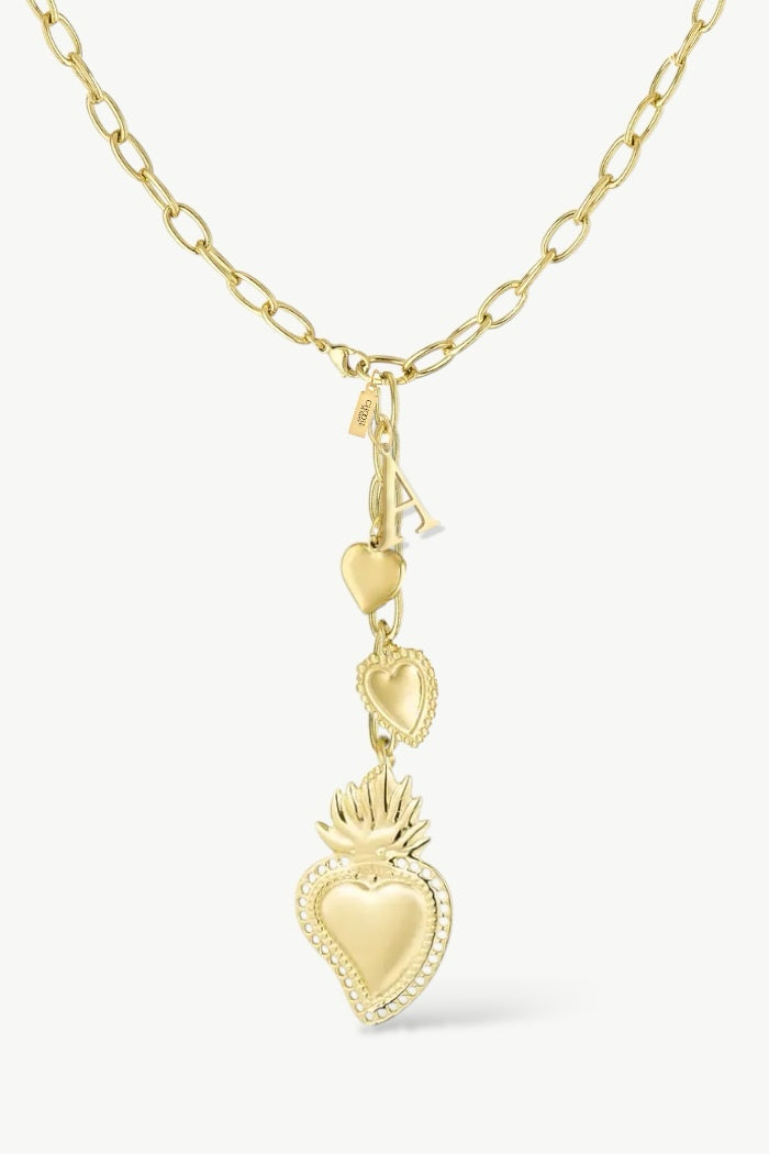 Hearts Initial Y Chain Necklace