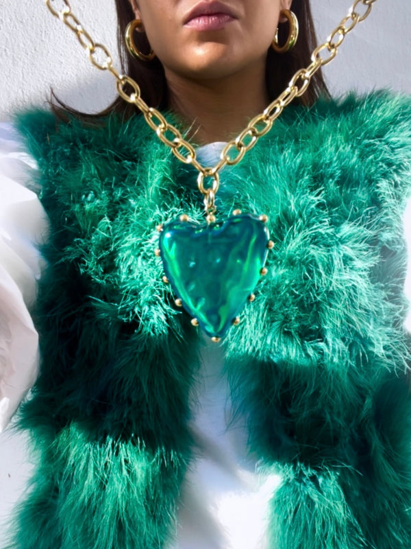 Luxurious Green Heart Necklace