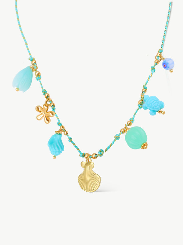 Dreamy Charm Cord Necklace Turquoise