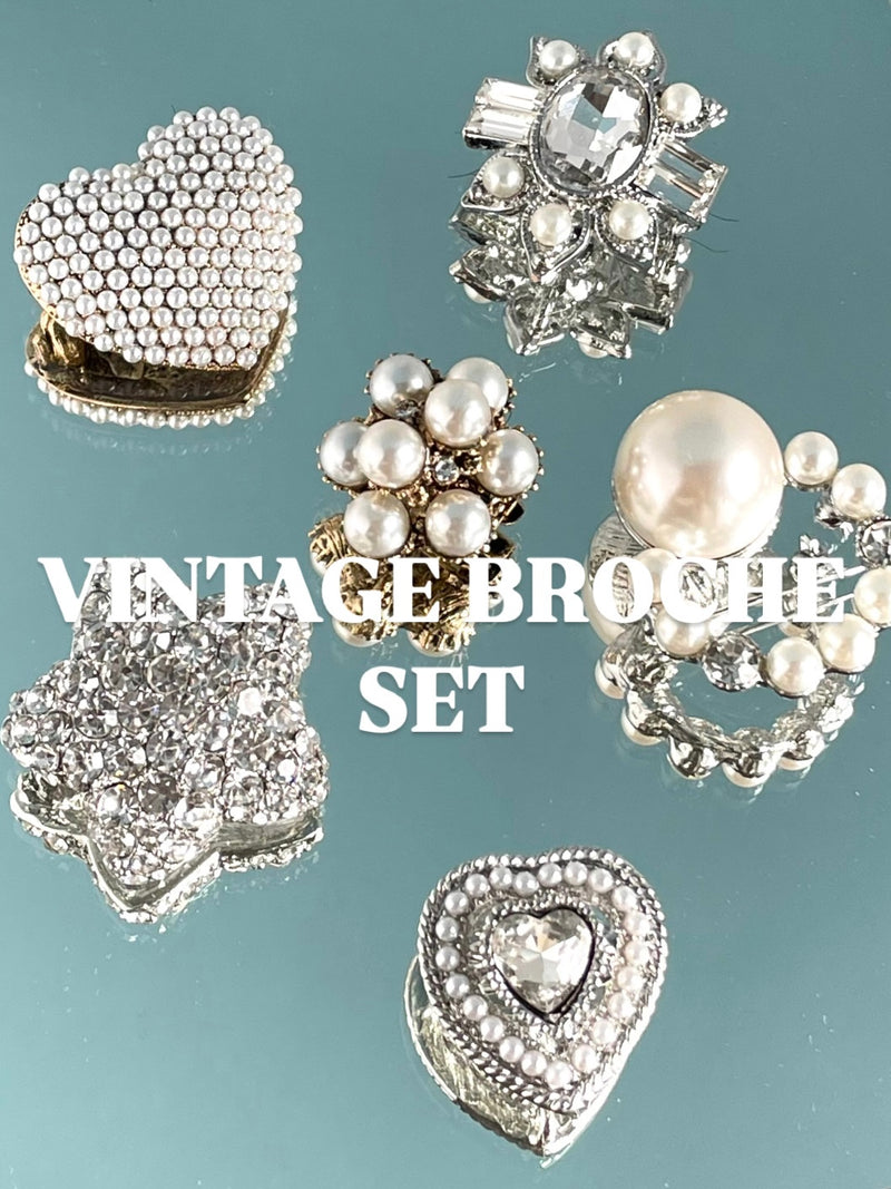 Vintage Broche Set Pearls & Stones