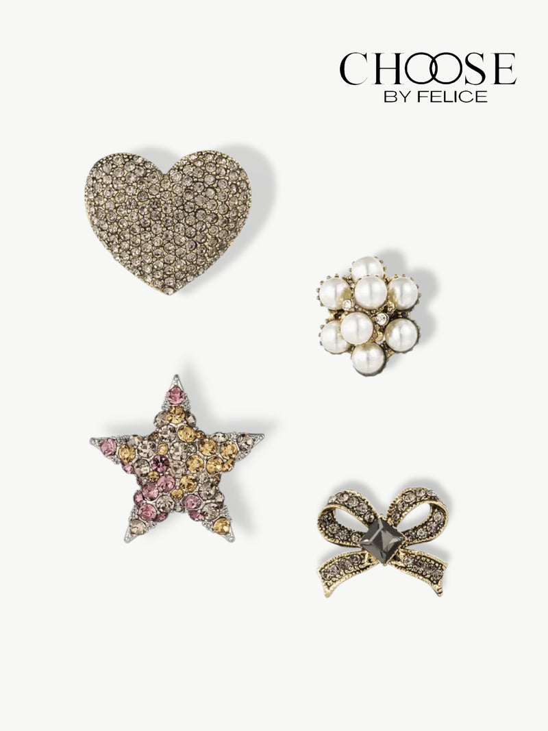 Vintage Broche Set Hearts & Stars