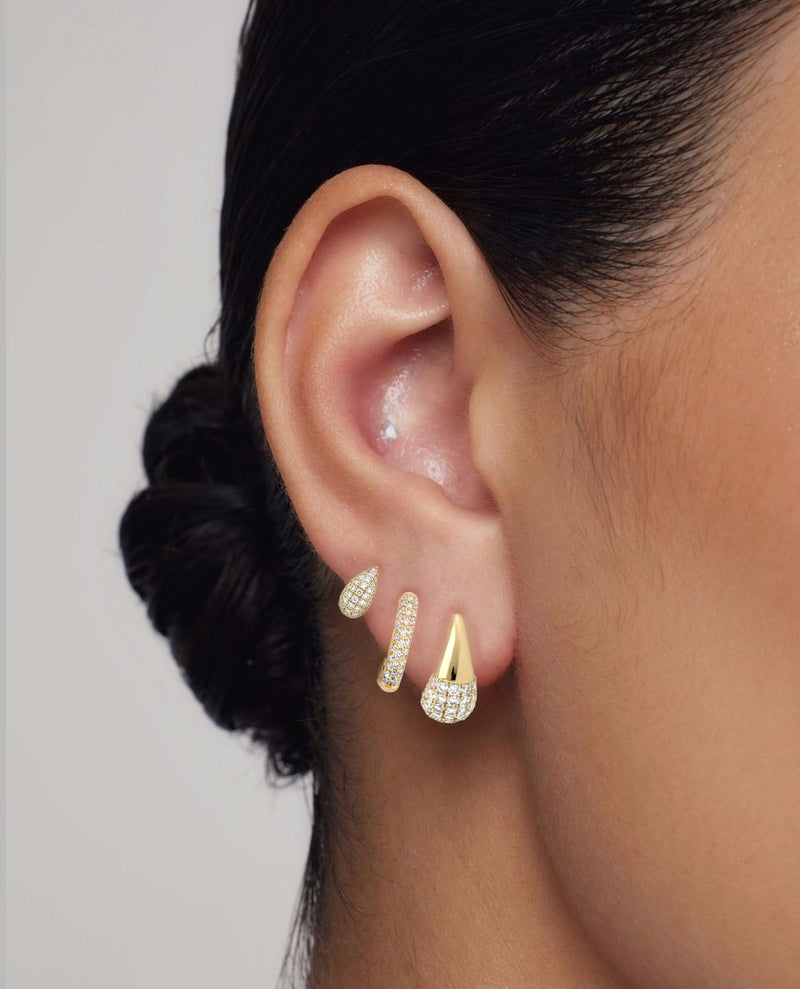 Earrings for multiple holes- small hoop earrings-golden hoop earrings with zirconia stones/ cubic zirconia- trend earrings, earrings for layered