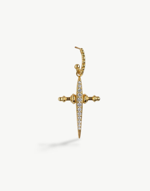Pavé Cross Huggie Earring