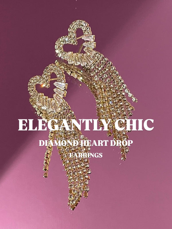 Diamond Heart Drop Earrings