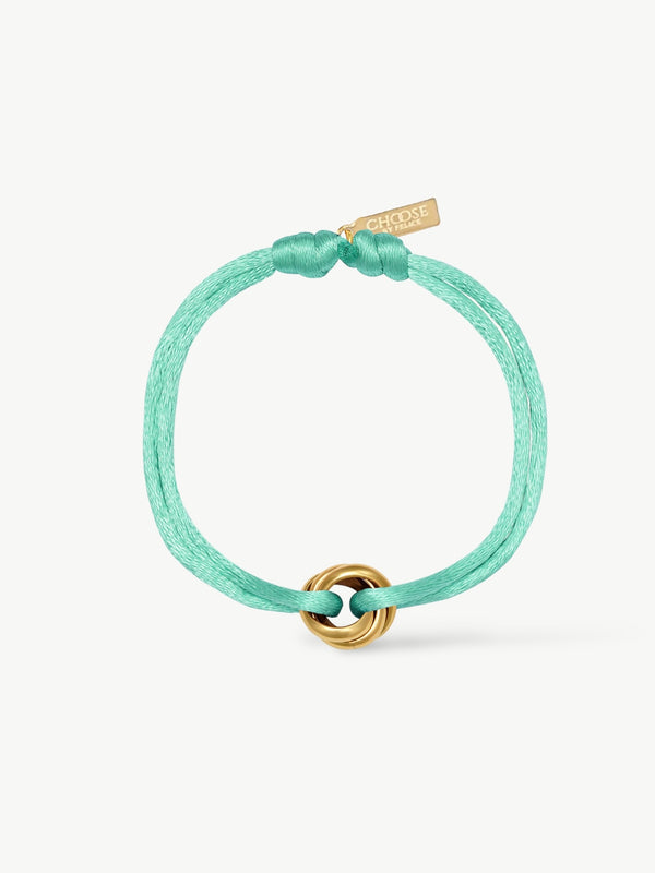 Triple Gold Satin Bracelet Turquoise