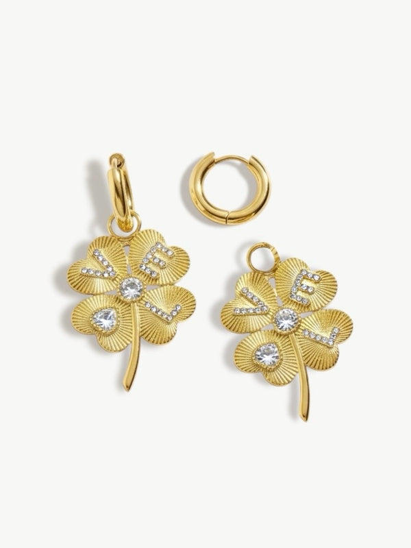 Lucky Clover Hoop Earrings