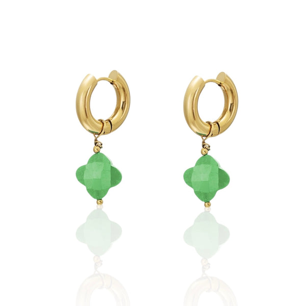 Clover Hoop Earrings Green