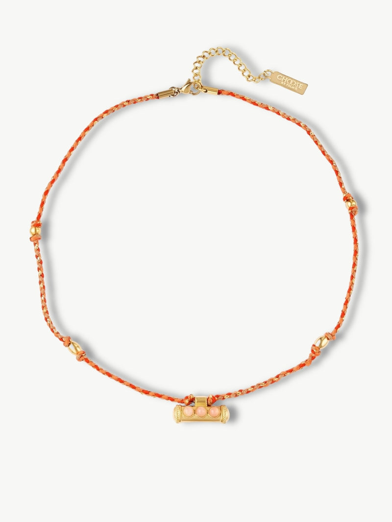 Locket Cord Necklace Mixed Orange