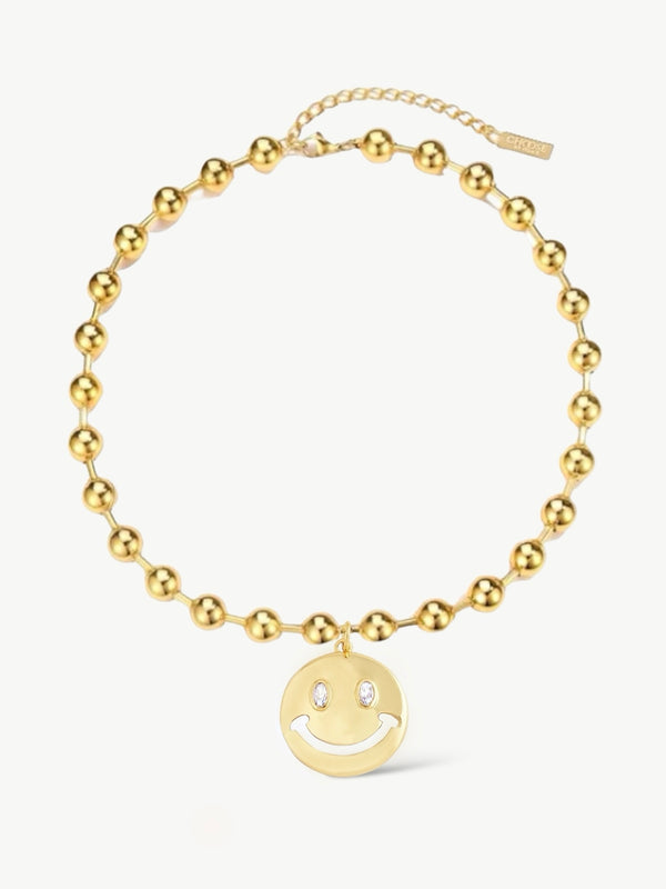 Smiley ketting Patty brard| smiley ketting| ketting met grote smiley| big smiley face necklace 