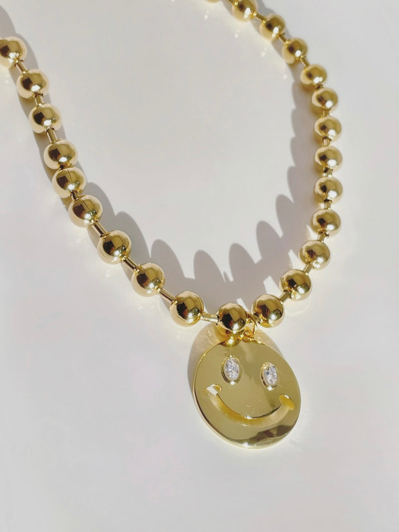 Bubbel Smiley Necklace Gold