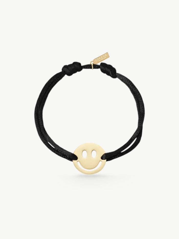 Smiley Satin Bracelet Noir