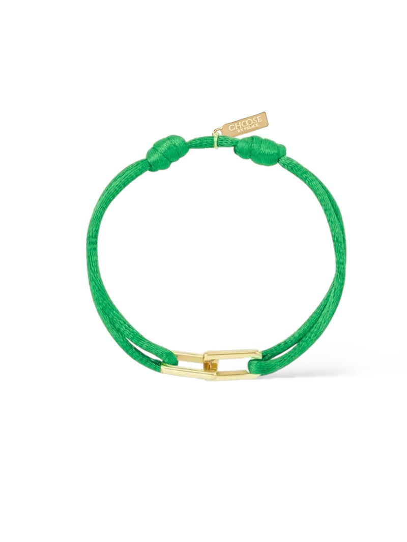 Oval Link Satin Bracelet Green